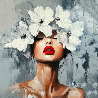 Vrouw met witte bloemen